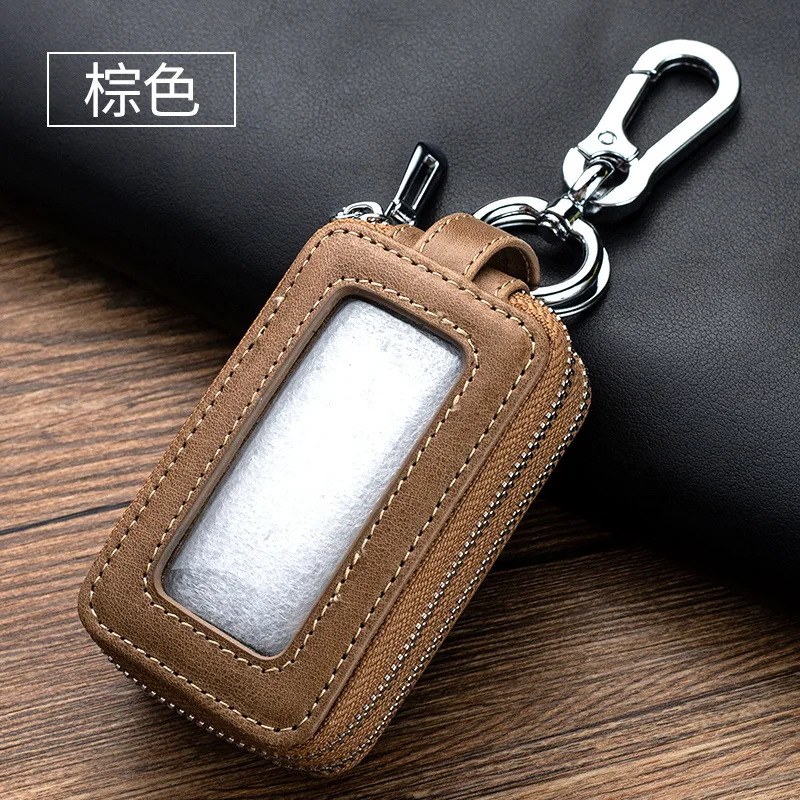 Retro Genuine Leather Car Key Case Hook Keychain Wallet Portable Men Coin Case Holder Organizer Pouch Bag Keychain