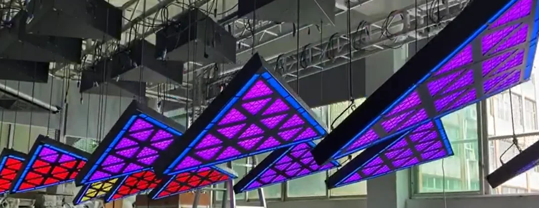 Kinetic Light control by dmx triangle panel led kinetic light for bight club any discos