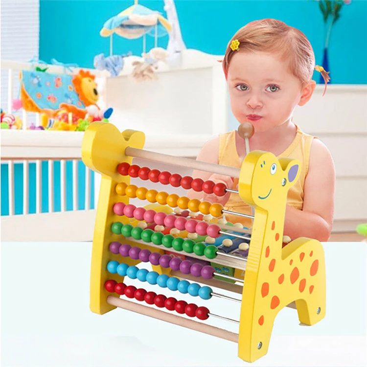 Wooden Abacus Children Early Math Learning Numbers Counting Calculating Beads Montessori Educational For sale