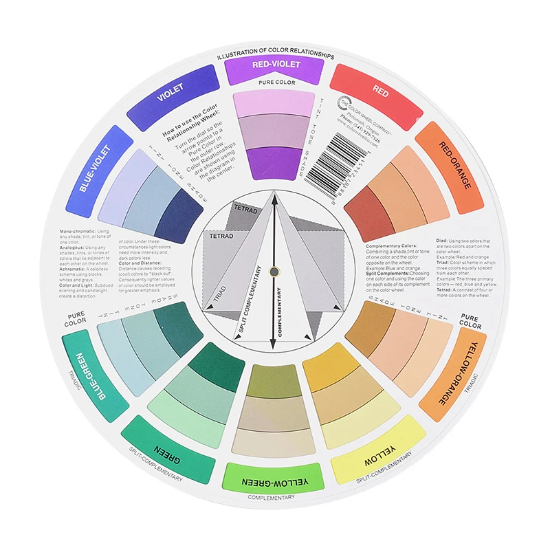 Manicure Color Wheel Tattoo Pigment Wheel Color Mix Guide Chart Makeup Color Wheel