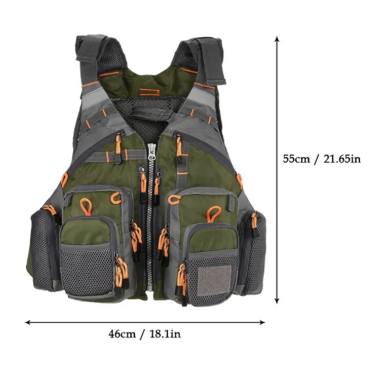 Breathable Adjustable Size Men Women Multi Pocket Mesh Fly Fishing Vest for Swimming Sailing Boating Camping