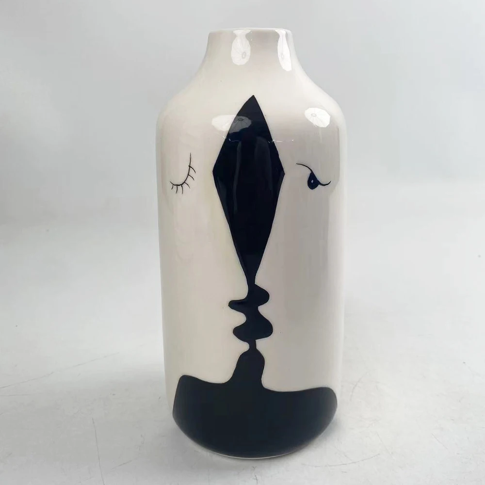 Blue Ceramic Vase with Character design Patterns Modern Chinese Ceramics for Home Decor