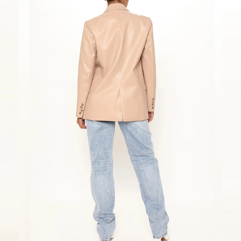 2022 Female Wholesale Casual Suit Ladies Faux Women Designer Leather Blazer
