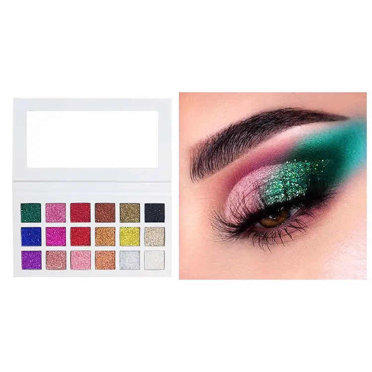 18 Colors Gliter Multichrome Eyeshadow Purple Customized White Case Private Lable Eyeshadow Palette
