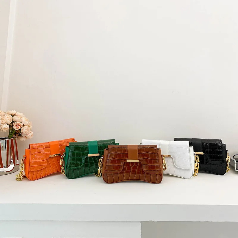Fashion Small Glossy Patent Leather Square Bag 2023 Early Autumn PU Leather Orange Texture Shoulder Bag Messenger Bags