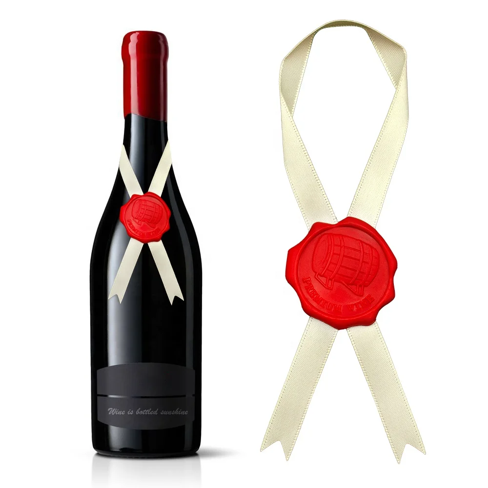 Gordon Ribbons wine bottle medal gift ribbons bow  pre made 3/8 inch single face satin ribbon bow with adhesive for packing