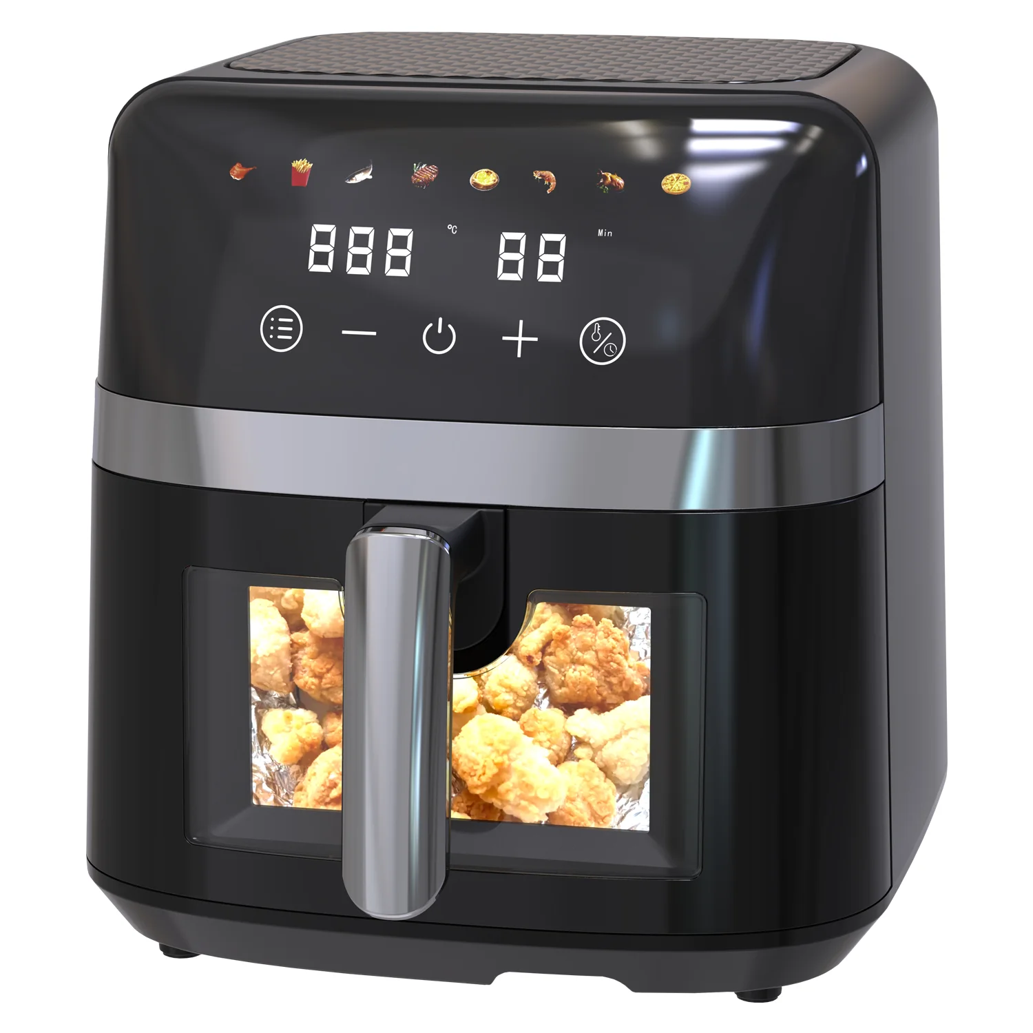 BSCI CB CE LVD EMC ETL GS 8L Large Digital LCD Touch Screen 1700W Clear Visual Cooking Window Nonstick Coating Smart Air Fryer