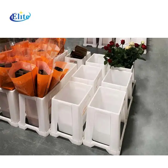 White Square PP Plastic Bucket Pot for Cut Flowers European Design Style for waking flower