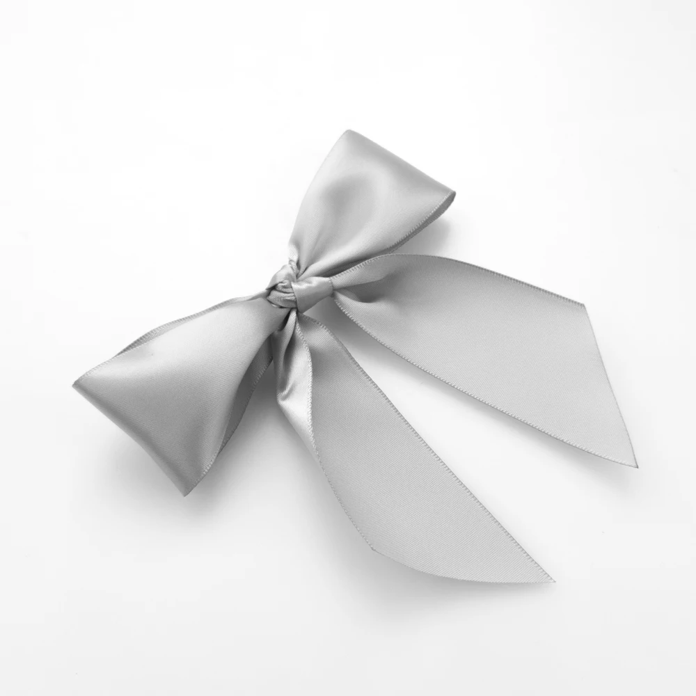 Silver Finished Ribbon Bow Width 12cm Foot Length 9cm Wire Width 1.5inch Handmade Bow Gift Packing Gift Box Product Packaging