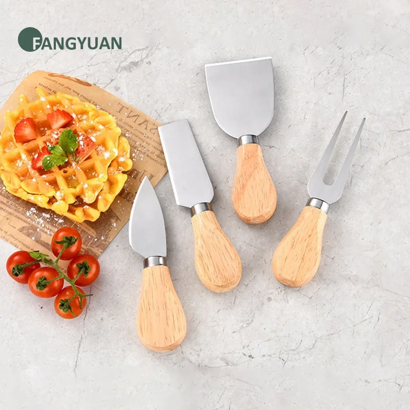 Набор ножей FANGYUAN из нержавеющей стали с деревянной ручкой и подарочной коробкой 4 шт.