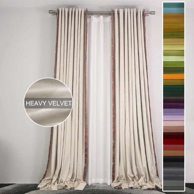 Comfortable room pencil pleat pazia block out panel tulle washroom blackout cream window curtains for the living room bedroom