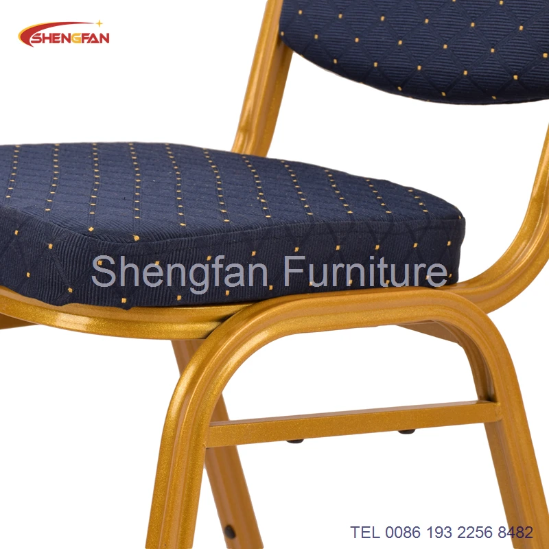 Wholesale Comfortable Cheapest Gold Silver Strap Pattern Metal Frame Outdoor Stacking Banquet Chair