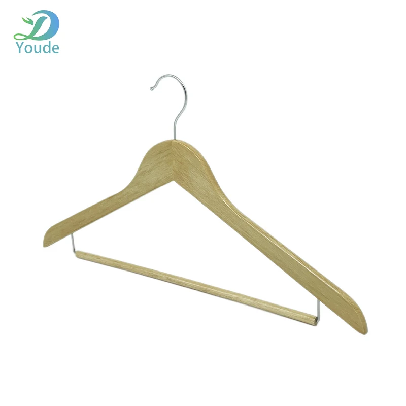 Customized Logo Shirt Hanger Low Price Hangers for Man Guestroom Solid Wood Clothes Stand