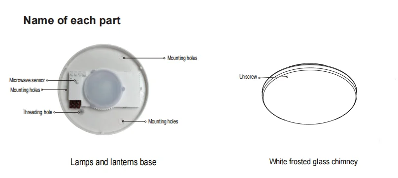 PDLUX PD-LED2052  Round Ceiling Smart Home Lights Microwave Sensor Switches Controlled LED lights
