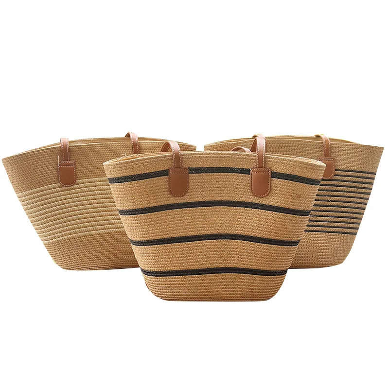 2024 Fashion Summer Straw Beach Woven Straw Tote Bag Large Capacity Single Shoulder Tote Bag French Style Beach Bag For Women