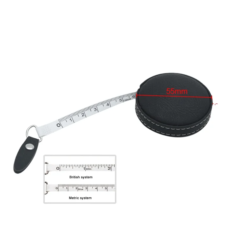 Custom 44 Color Laser Genuine Leather Mini Tailor Cloth Body Measuring Tape Laserable Engraving Leatherette Tape Measure