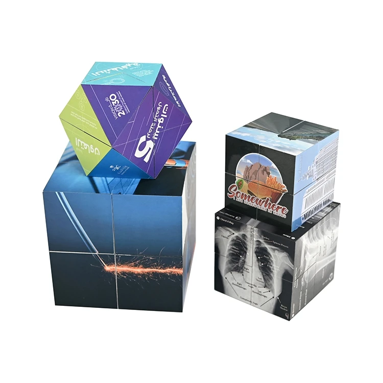 Custom Promotional Advertising Paper Magic Cubes Magnetic Folding Magic Photo Cube