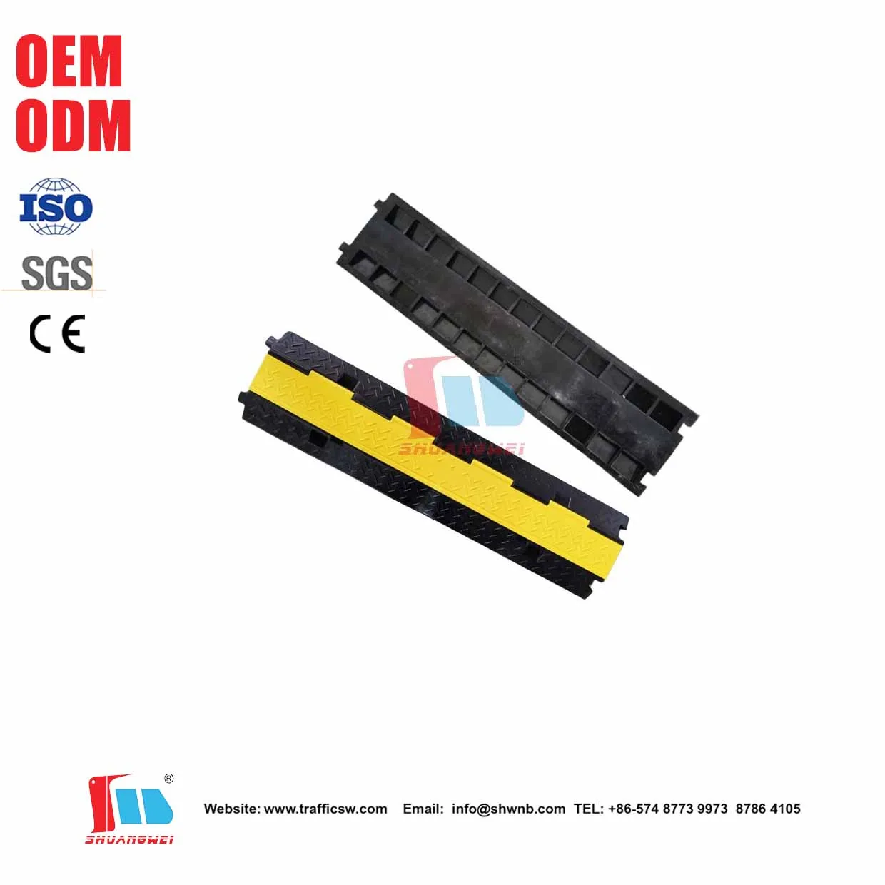 1000x245x45mm Road Safety Traffic Incident Ramp 2 Channels Rubber Pvc Cover Sidewalk Kerb Curbside Cable Ramp Cable Protector