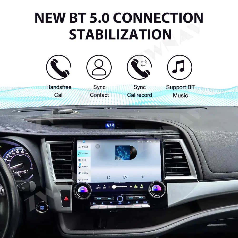 ZWNAV 12.6 Inch Car Radio For Toyota Highlander 2015-2021 Car Audio GPS Navigation Multimedia Player Car Stereo Head Unit