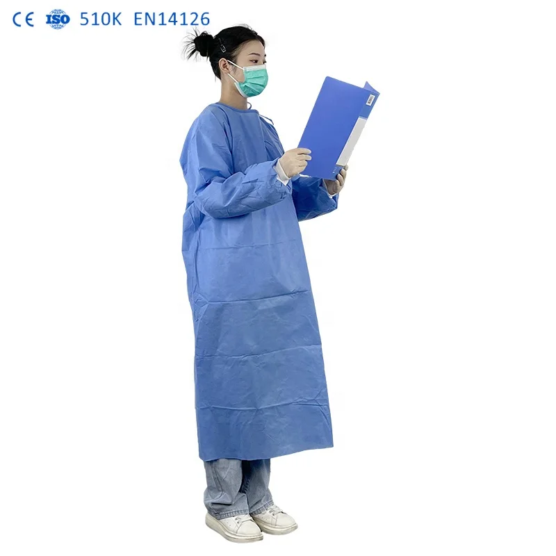 High quality ASTM F1670 disposable level 2 gown level 4 lab coat en14126 sms gowns Medical Impervious for Hospitals