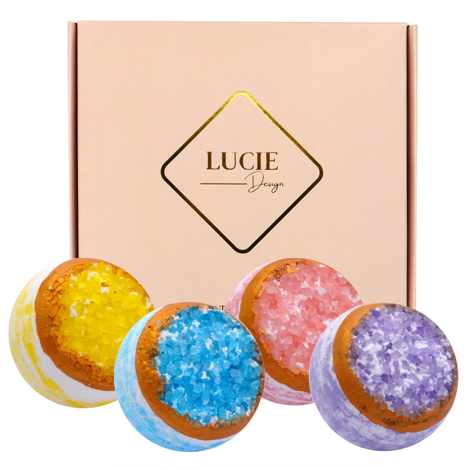 Best Seller 4 X 4.23 Oz Relaxing Spa Gift Idea Organic For Birthday Essential Oils Natural Ingredients Bath Bomb Set