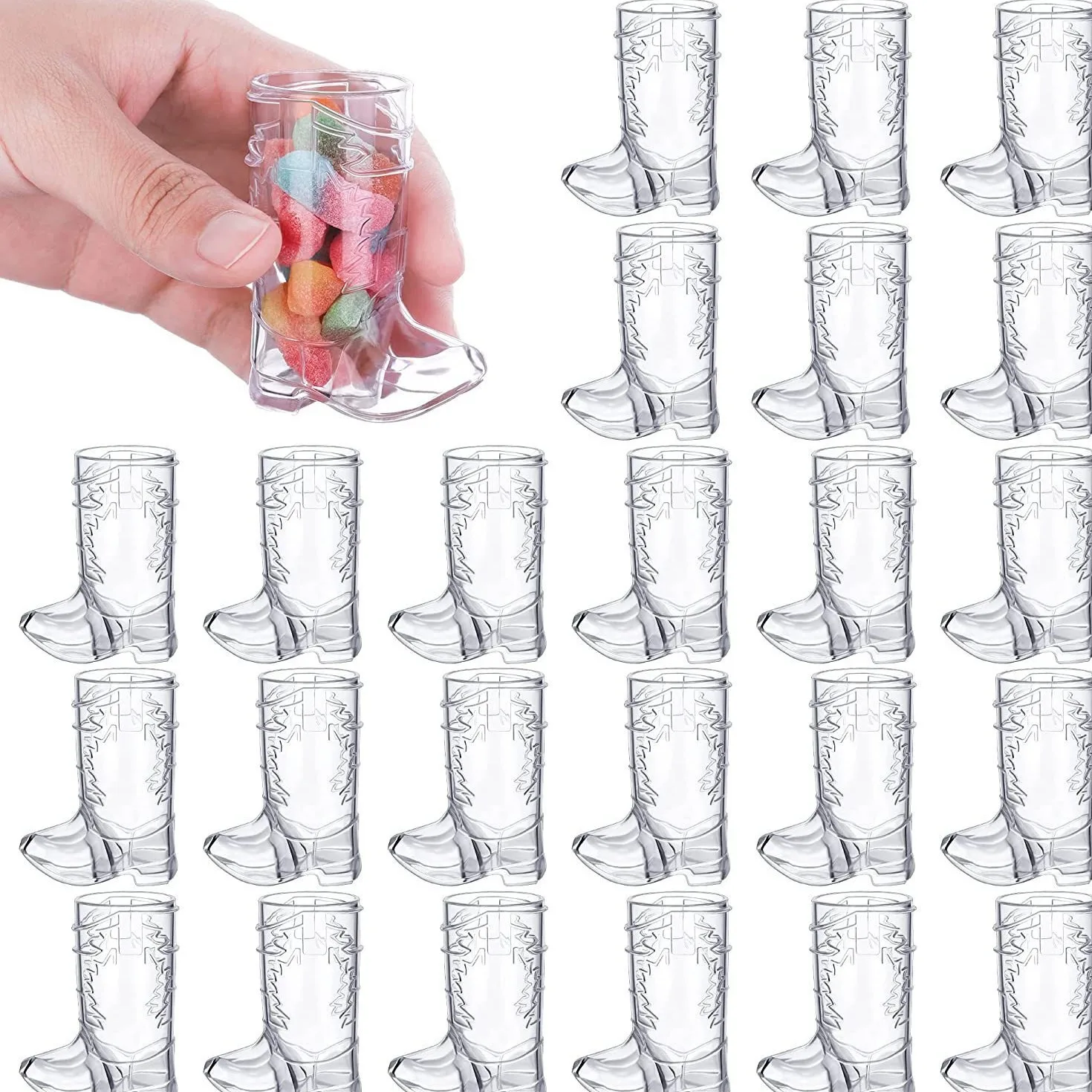 Novelty 2oz Plastic Western Cowboy Boot Shape Shot Glass Set for Enjoying Your Drink in Style