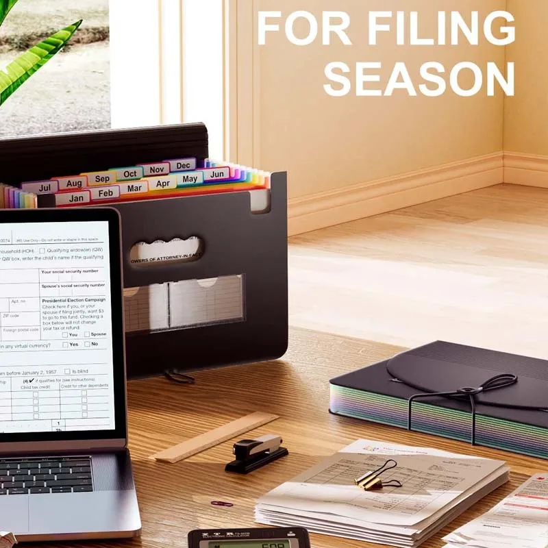 Custom Logo Cover A4 Size Rainbow 13And 25 Pockets File Organizer Folder New Arrival Expanding File Folder Office File Folder