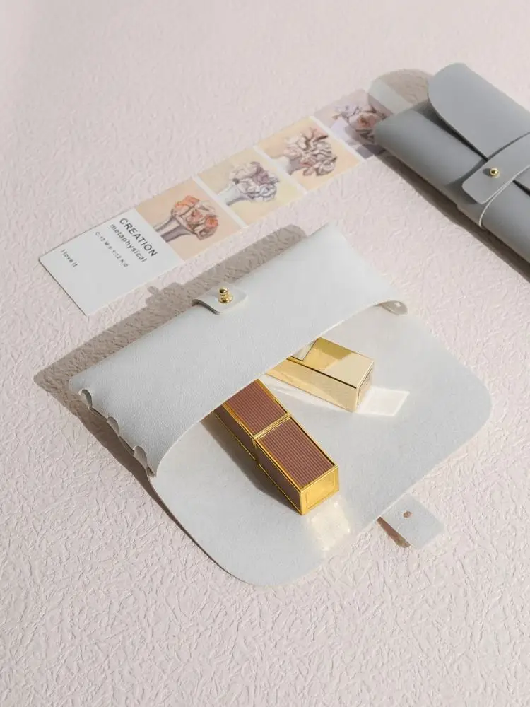 Retro Literary Simple Glasses Bag Soft Leather Glasses Case Ins Girl Portable Sun Sunglasses Bag Storage Bag Anti-pressure