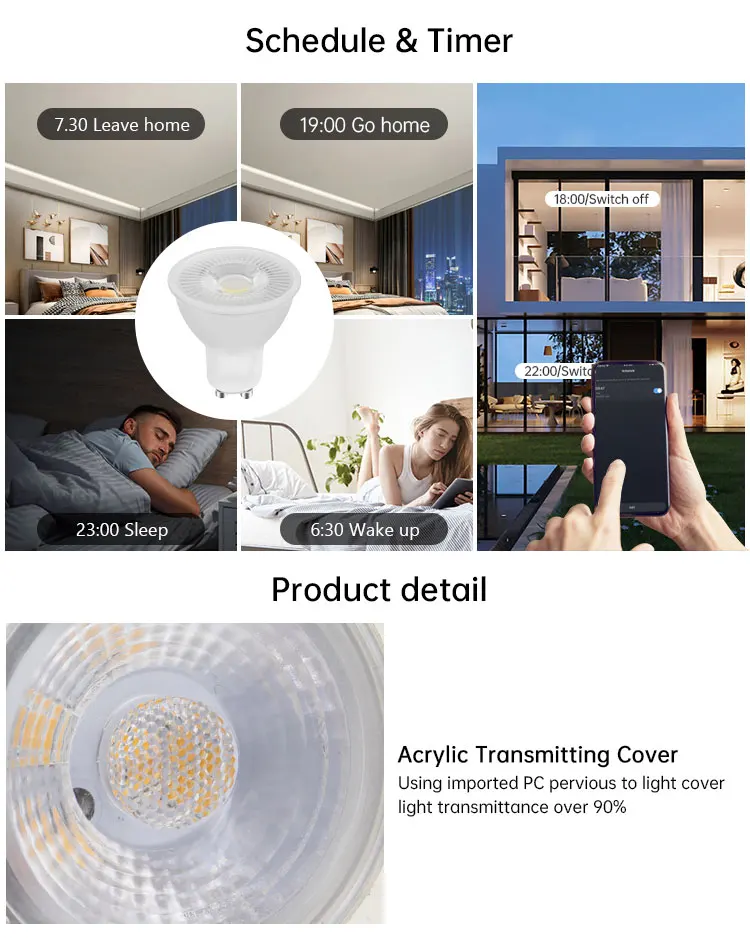 VERTEX Hot Selling RGB+CCT GU10/GU5.3 Smart app control led lamps 5w WIFI Tuya Bulb CE/RoHs