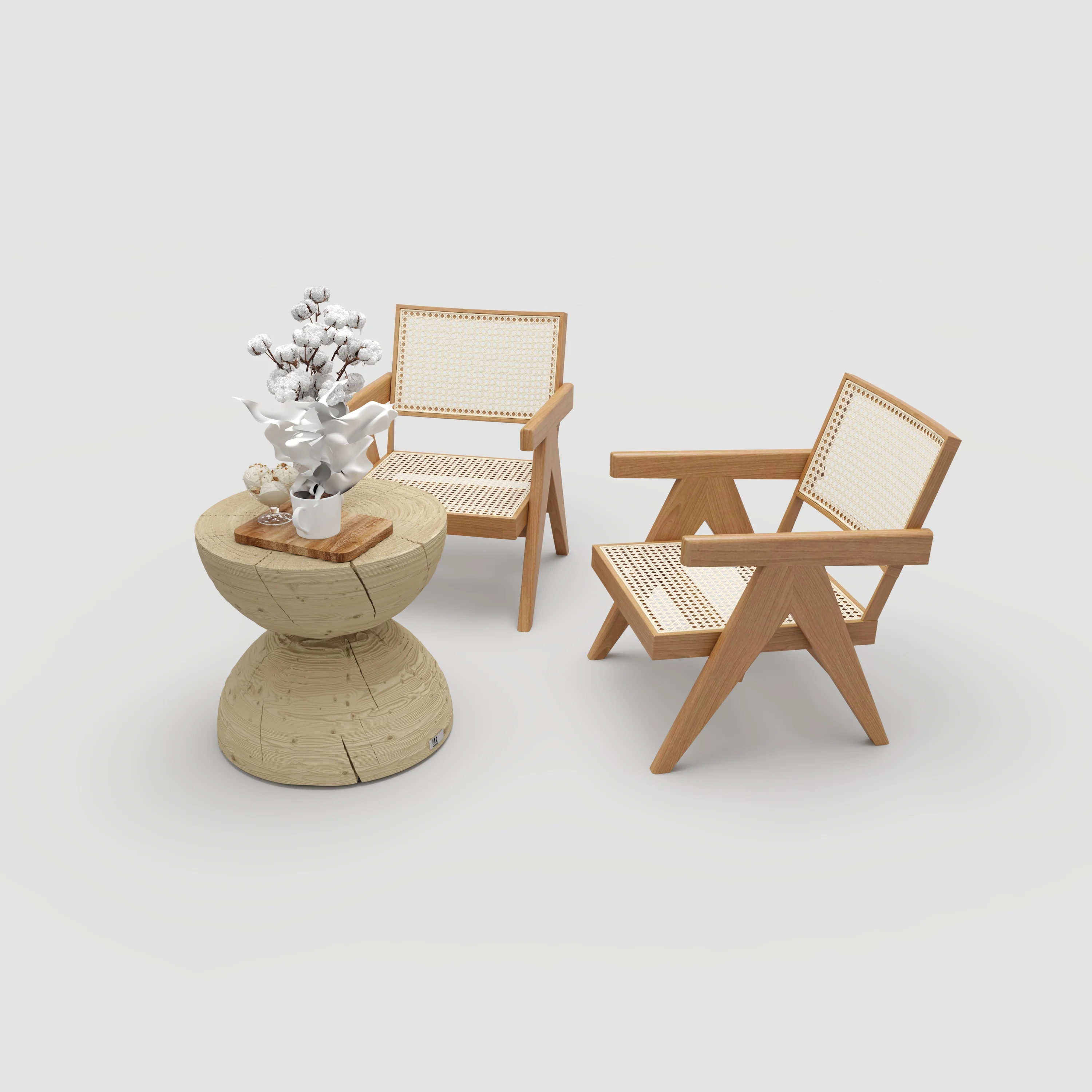 Nordic Restaurant Hotel Furniture Chair Cane Wicker Back Rattan Solid Wood Chair