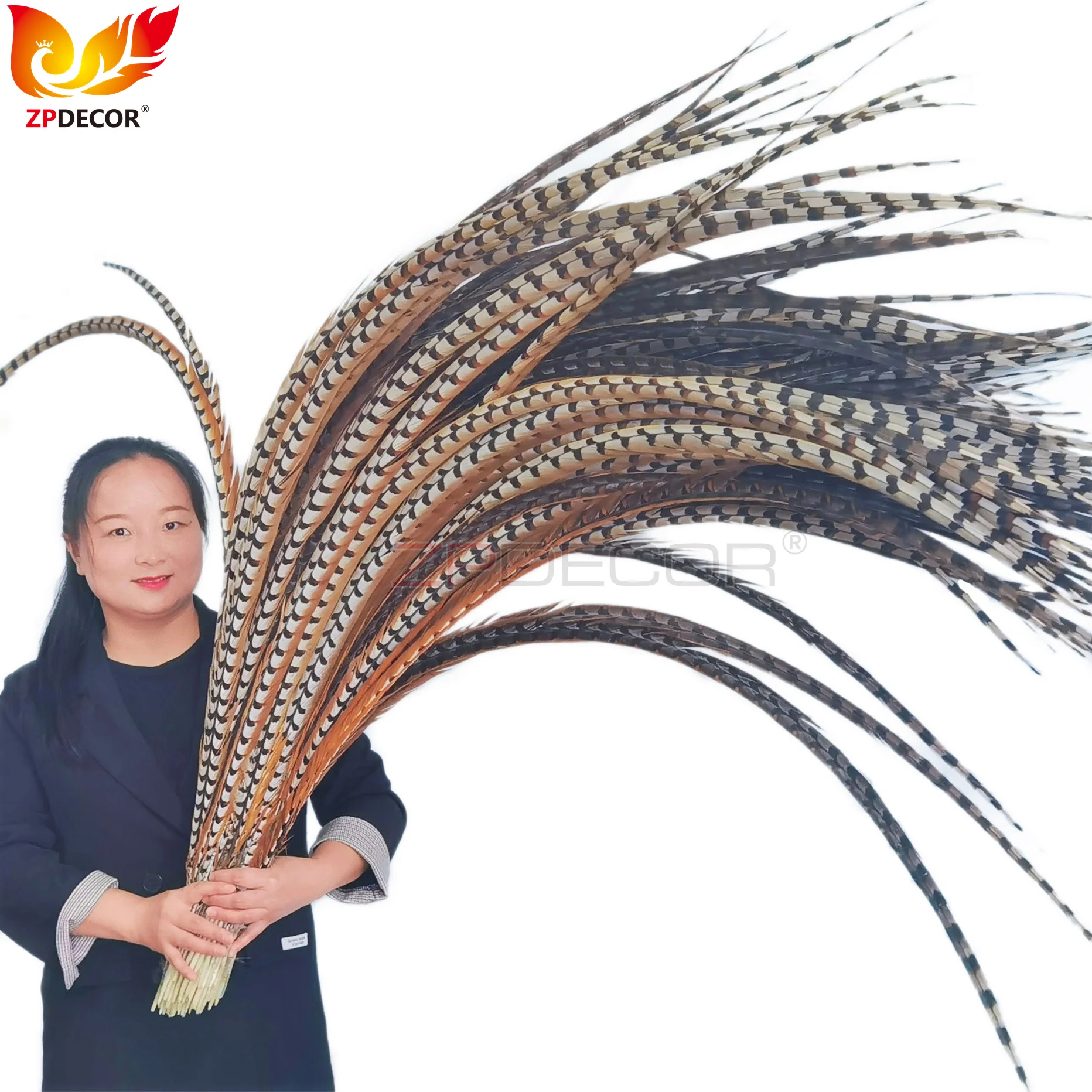 Factory Wholesale from ZPDECOR  150-160 cm Super Long  Natural Reeve Pheasant Tail Feathers for Carnival Costumes