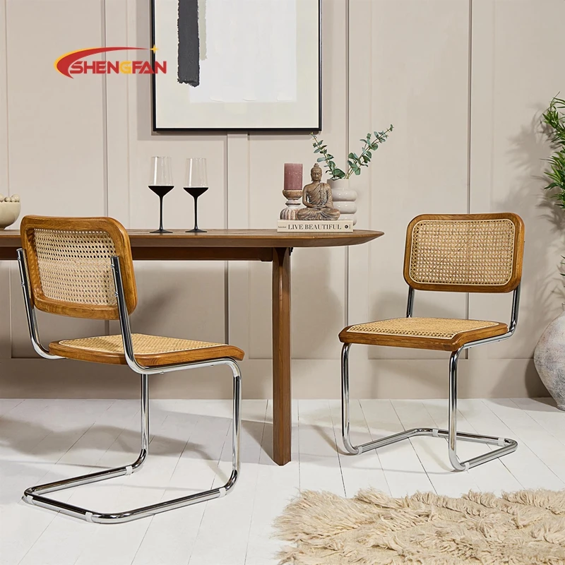Low Price Cesca Rattan Dining Chair Wood Mid Century Wooden Cane Chair Coffee Shop Wooden Dining Chairs Walnut color Germany