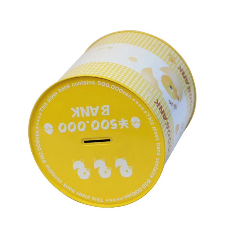 Round shape cute printing unique coin banks promotional coin saving bank for Children