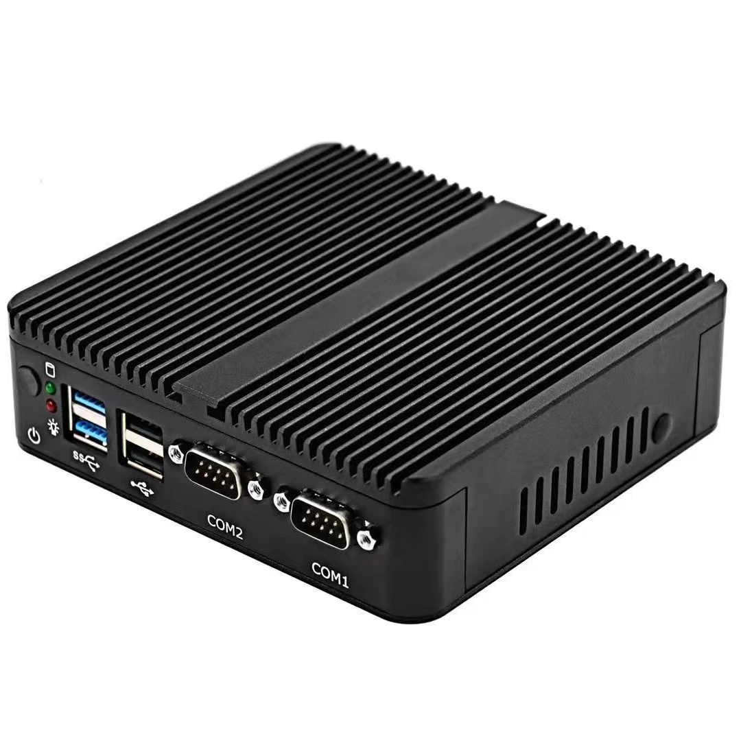 Fanless Nuc Mini PC Cele-ron J4125 2xCOM 2xLAN VGA & HD Portable Office Desktop Computer Linux Mini PCs