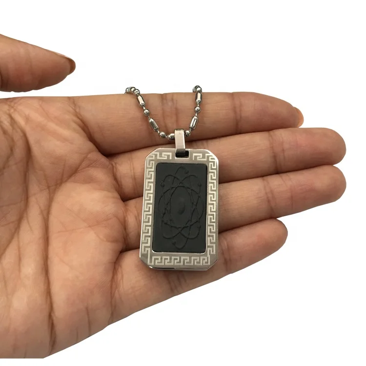 Ebuty EMF Protection Scalar Energy Lava Stone Japanese Energy Necklace Quantum Pendant with 4 Stones