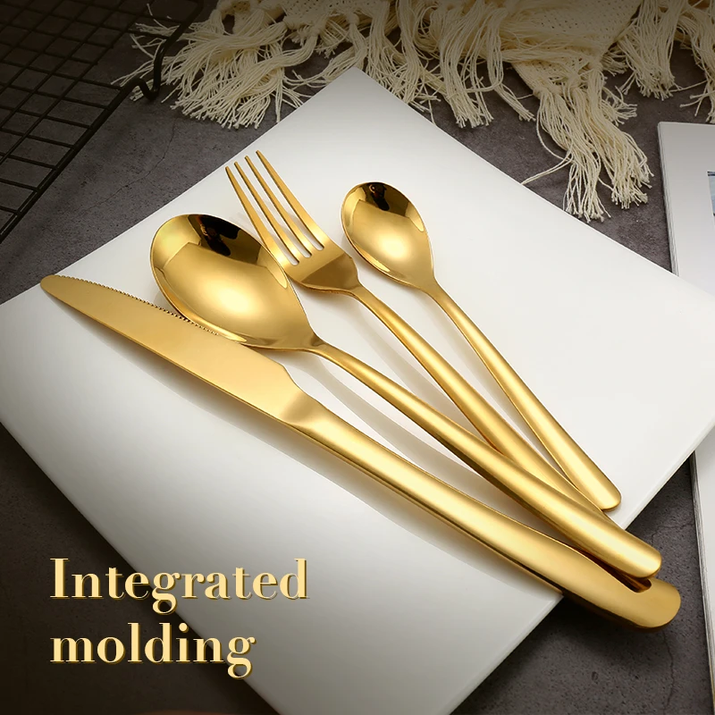 Weeding Party Flatware Stainless Steel Gold Spoon Fork Set Luxury Cutlery Set
