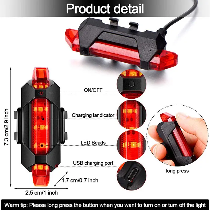 Mini Bike Accessories Super Bright Bike Rear Front Light Set USB Rechargeable Waterproof LED Bicycle Tail Light