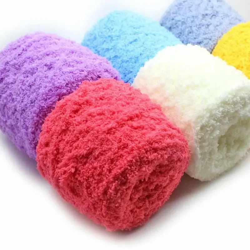 Пряжа для вязания крючком ручной работы 5ply DIY синель плюшевая пряжа полиэфирная Коралловая бархатная пряжа для плетения