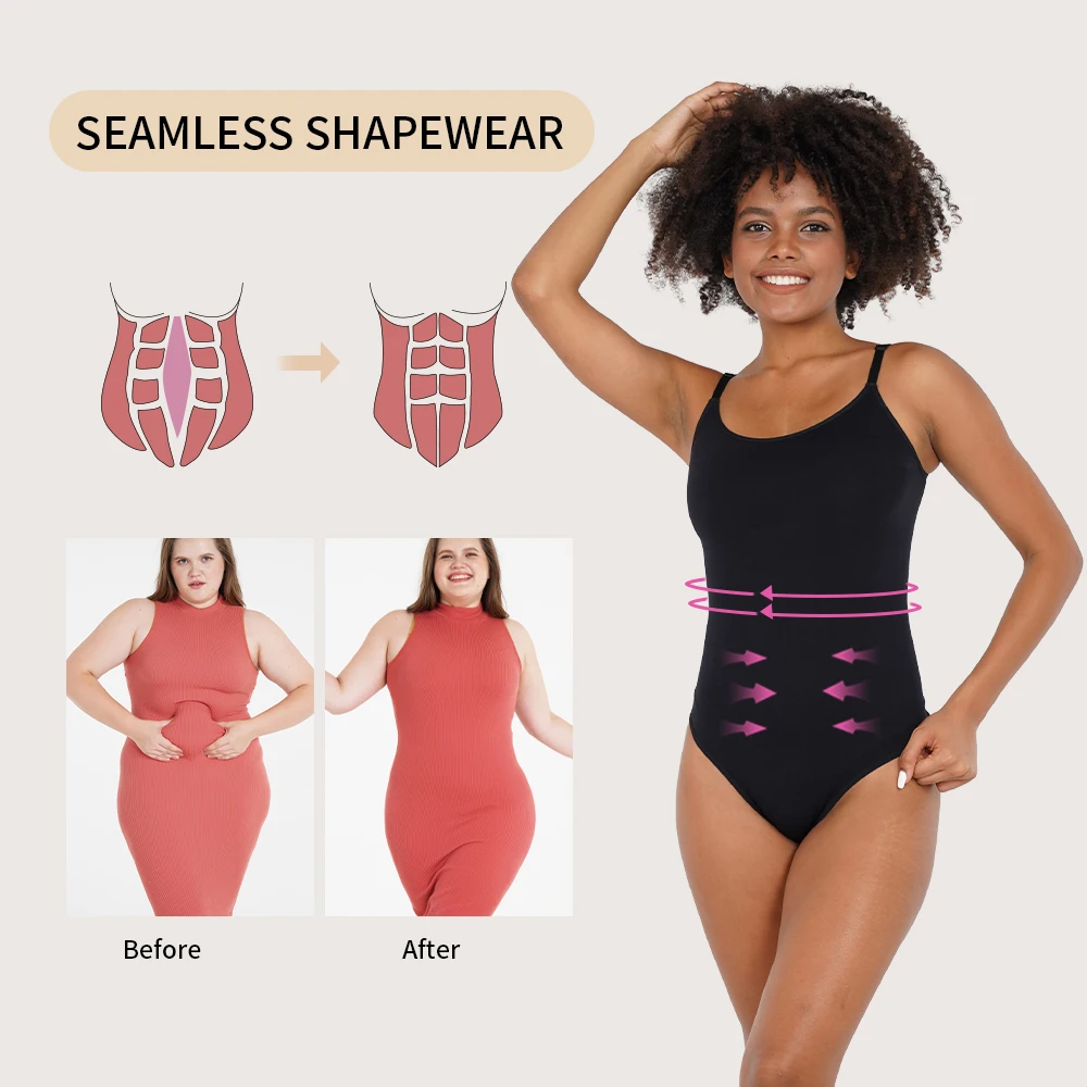 S-SHAPER Seamless Spandex Scoop Neck Bodysuit Smooth Comfort Extra Lift Supportive Shaping Durable Nylon Material Shapewear