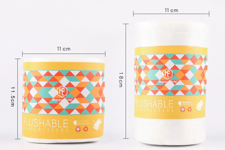 Happyflute 100% Biodegradable & Flushable bamboo diaper liners disposable cloth diaper liners 100 sheets per roll