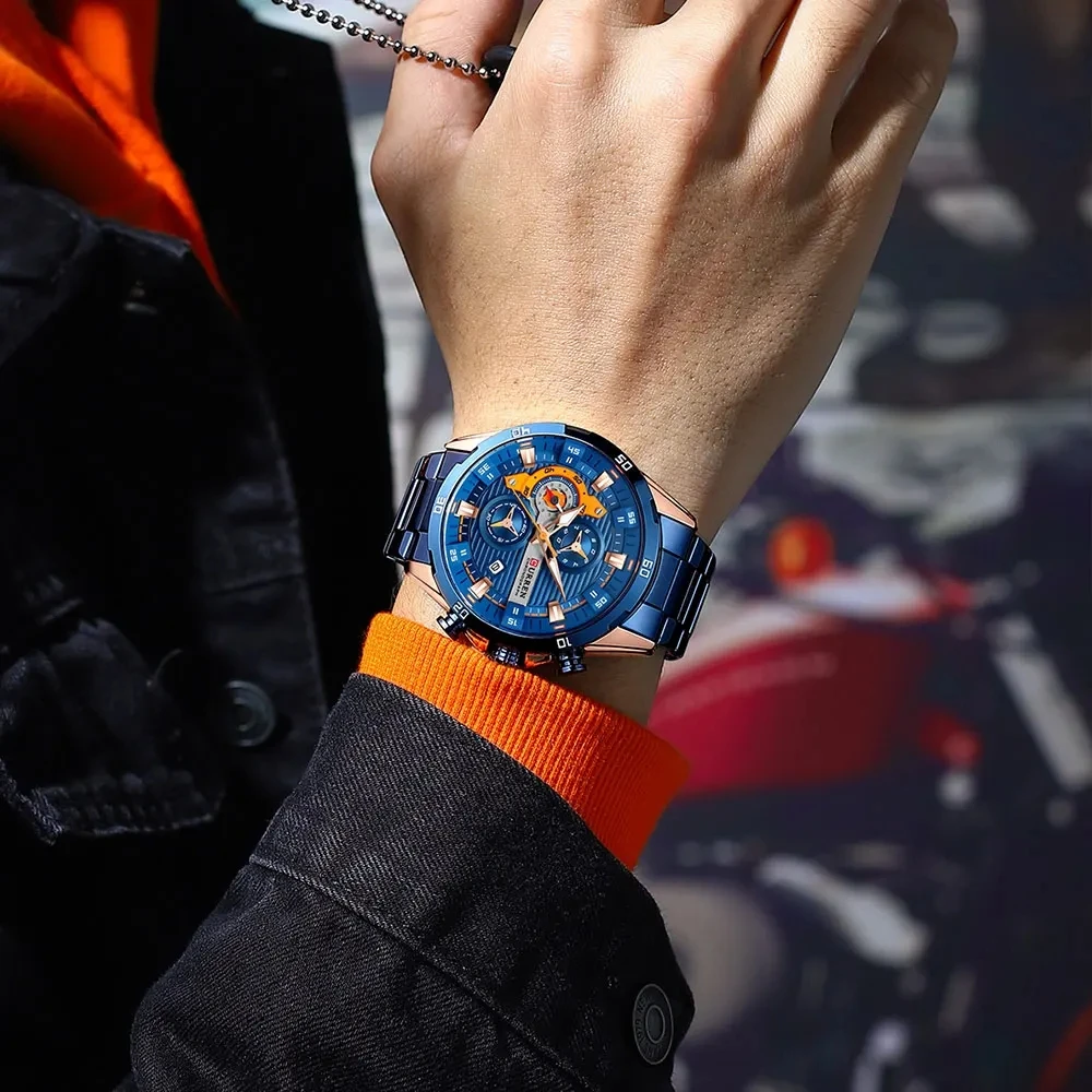 CURREN 8402 Innovative Multifunction Creative Fashion Wristwatch Brands Chronograph Luminous Dial Clock Casual Watches for Men