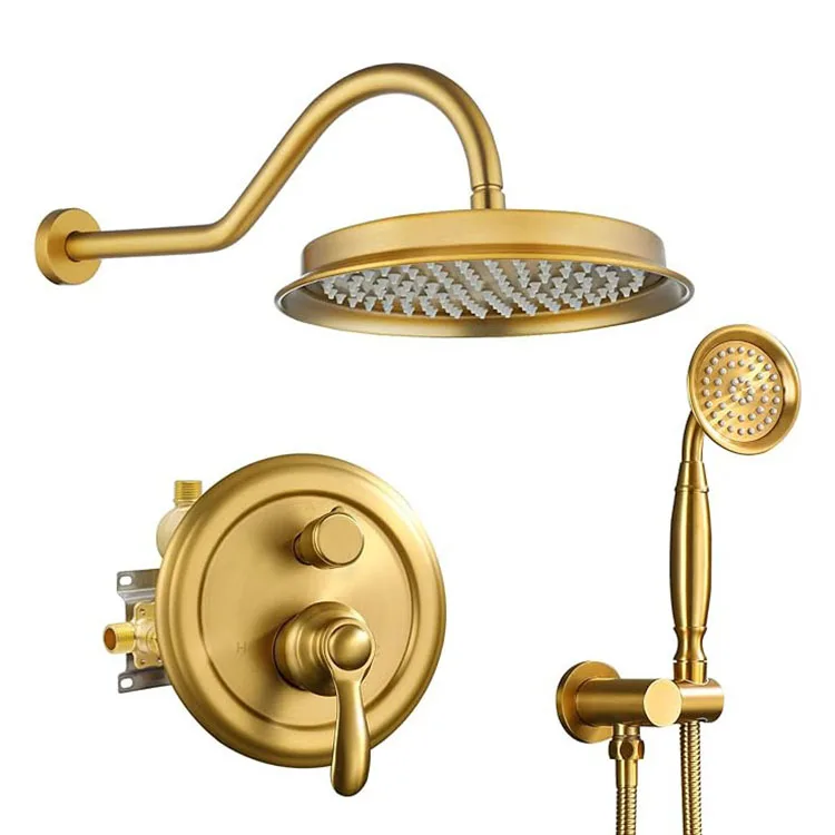 factory custom luxury brass handheld high-pressure filtered shower head set multi-functional rain head shower set for bathroom