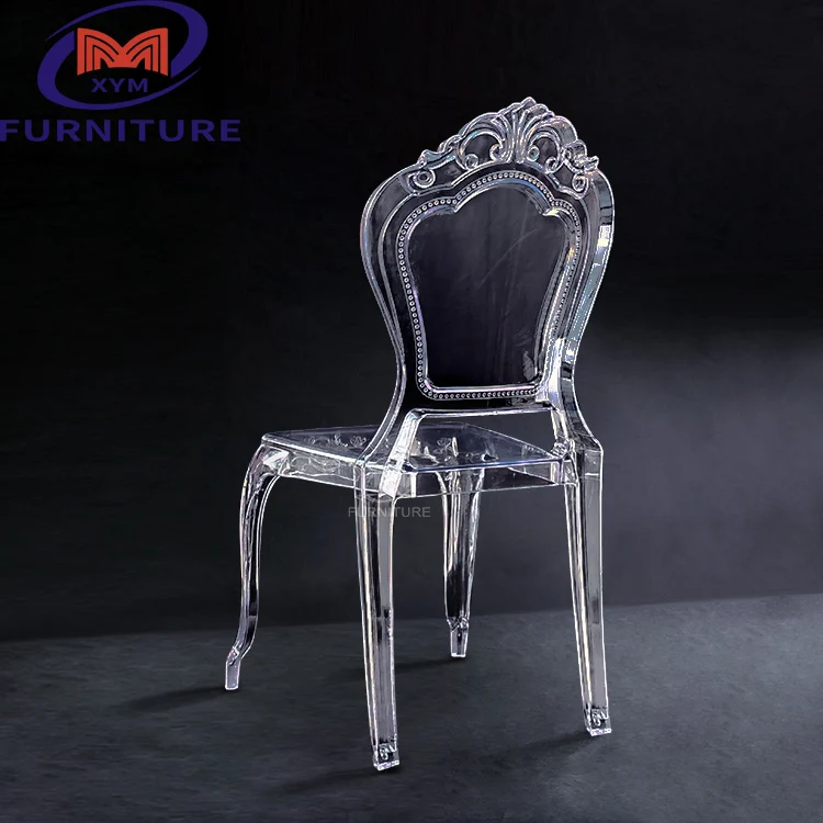 Hotel Chair Dining Chairs Hotel Furniture Transparent Clear Plastic Stainless Steel for Events Modern One Piece Design 4pcs/ctn