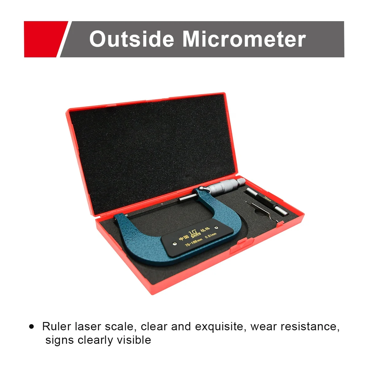 Steel 0.01 mm scale high-precision machine tool outer diameter micrometer set