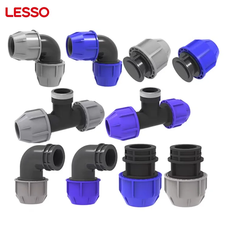 LESSO factory wholesale multiple styles tee elbow plug couplings pp water pipe compression fittings