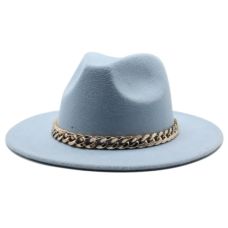 
new design fedora hat with 2.5cm width chain handmade 
