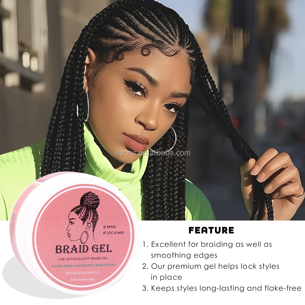 Wholesale Custom Neat Braid Loc N Twist Gel Private Label Edge Control Extreme Hold Conditioning Shining Hair Jam Braiding Gel
