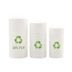 Eco Friendly Round Twist Up Deodorant Bottle Tube Packaging Empty PCR Plastic Black 30g 50g 75g 90g Deodorant Stick Container