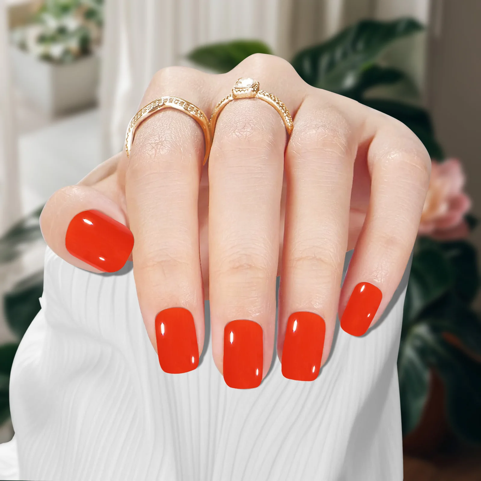 24pcs coral red fashionable fake false wear gel press on Nails high quality Art Tips supplies for girls