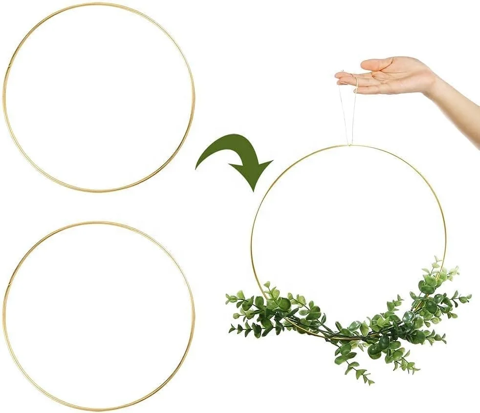 14 Inch Metal Floral Hoop Wedding for Table Wreath Rings Large Gold Craft for Making Decor Dream Catcher and DIY Wall Hanging